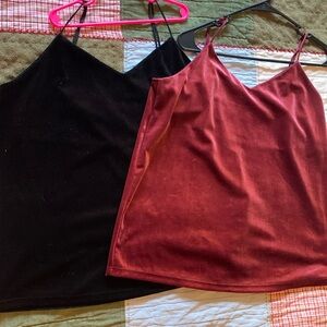 Bundle o two velvet cami spaghetti spray tank tops. Good condition.